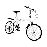 HOMEONENIC Klapprad 20 Zoll Carbon 6-Gang Weißes Klappfahrrad mit Quick-Fold-System Teenager Fahrrad City Fahrrad für Herren Damen Draußen Radfahren Pendeln 146x113cm