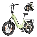 ESKUTE E Bike Star, Klapprad Elektrofahrrad mit 20 Zoll Fat Tire, 65Nm 250W Motor, Aluminium-Leichtbau, Reichweite bis zu 120 km, 7 Gang Getriebe Ebike Herren Damen für MTB, Strand & Schnee, Grün