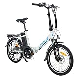 smartEC Camp-20D E-Bike Klapprad 250W Hinterradmotor Li-Ion-Akku 36V/15,6Ah 20 Zoll E-Klapprad E-Faltrad Elektrofahrrad Reichweite 100km bis 25 km/h (Weiß)