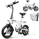 Finbike E-Bike für Erwachsene 250W Motor, 20km/h Ebike Klapprad, 14 Zoll E Bike Herren mit Smart Uphill, 280.8Wh Batterie, Electric Bike mit 25 Miles PAS Reichweite, Elektrofahrrad Klappbar für Damen