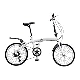 Quiltern 20-Zoll ultraleichtes und stilvolles Klapprad, Outdoor-Sport-City-Bike mit höhenverstellbarem Sitz Aluminium-Faltrad, Scheibenbremse V-Brake für Unisex-Erwachsene (weiß)