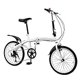 SABUIDDS 20 Zoll Klappfahrrad für Kinder & Erwachsene Unisex Klapprad mit 7 Gang-Schaltung Klapp Faltbares Bike Faltfahrrad-Herren-Damen Fahrrad Folding für Straßen und Berge, Weiß