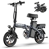 URLIFE E-Bike Klapprad 14', 48V 7.5Ah Austauschbarem Akku für Lange Reichweite bis 60KM, Elektrofahrrad 250W Motor, 3 Fahrmodi, Sitzhöhe Verstellbar, Falt-Pedelec ebike für Herren Damen Grau