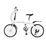 ARBGO 20 Zoll Faltrad Klapprad, Faltfahrrad mit Schutzbleche, Verstellbarer Sitz, Scheibenbremse vorne und hinten, Fahrrad Klappbar und Tragbar für Jungen Mädchen, Weiß