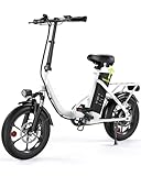 Finbike 16 Zoll E Bike Klapprad, 250W Motor mit Max 60KM PAS Reichweite & 25KM/H EBike, 374.4Wh Akku Elektrofahrräder Step-Thru Commuter E Klapprad für Damen und Herren