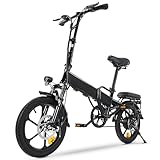 Finbike E-Bike Klappbar,16 Zoll Elektrofahrrad 7.8Ah Akku Diebstahlschutz,E-Faltrad mit 2.6H Schnellladung,250W Motor,3 Fahrmodi,Sitzhöhe Verstellbar,Reichweite Max 55Km,Falt-Pedelec für Herren Damen