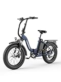 Touroll Klapprad E Bike, 20 * 4 Zoll Elektrofahrräder mit 48v 15Ah Akku, 25km/h, Reichweite bis zu 120-150km, 250W 55N.M Motor E-Bike mit 7-Gang, LCD-Display, Elektrofahrrad für Herren Damen