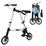 Wmmner Klapprad Mini 8 Zoll, Fahrrad mit leichtem Aluminiumrahmen für Erwachsene, verstellbar, bequem, tragbar, für Damen und Herren, Silber, Mini