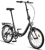 Chillaxx Bike URBAN 20 Zoll Faltrad, Klapprad, Shimano 6 Gang-Schaltung, LED Batterie-Licht, Quick-Fold-System, Klappfahrrad