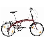 Multibrand PROBIKE Folding 20 Zoll Klapprad, Faltrad, 6 Gang, Herren-Fahrrad & Jungen-Fahrrad, Schutzbleche, geeignet ab 155 cm - 185 cm (Rot-Weiß-Glanz)