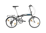 Multibrand PROBIKE Folding 20 Zoll 310mm City Bike Klapprad 6 Gang Unisex vorne und hinten Mudgard Weiß Grün (Schwarz Blau Glanz)