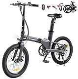 Cyseekin C10 E-Bike Klapprad 20 Zoll, Nur 18,6kg leicht, 250W Motor 345,6Wh Akku Ebike mit Shimano 7-Gang, bis 100km Reichweite 25km/h Pedelec mit LCD-Display, Ideal für Wohnmobil Pendeln (Schwarz)