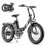 Touroll S3 E-Bike Klapprad, 20*3.0 Zoll Fat Tire Elektrofahrrad, 250W Motor, 36V 13Ah Akku bis 65-100km, Präzise 7-Gang Schaltung, Tiefeinsteiger Pedelec für Damen/Herren Pendler (S3+Fahrradschloss)