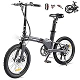 Cyseekin C10 E-Bike Klapprad 20 Zoll, Nur 18,6kg leicht, 250W Motor 345,6Wh Akku Ebike mit Shimano 7-Gang, bis 100km Reichweite 25km/h Pedelec mit LCD-Display, Ideal für Wohnmobil Pendeln (Schwarz)
