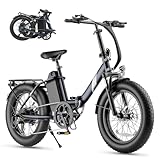 Touroll S3 Pro E-Bike Klapprad mit 1296Wh Akku bis 195km Reichweite, 20x3.0 Zoll Fat Tire Elektrofahrrad Herren Damen, 250W Motor mit 50Nm Drehmoment, Ebike mit Federgabel & Gepäckträger, StVZO Konfor
