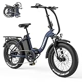 Touroll S2 Klappbares E-Bike, 20 Zoll Fetter Reifen Elektrofahrrad mit 48V 720Wh Akku für Lange Reichweite bis 120KM, 250W 55N.M Motor, 7-Gang-All-Terrain E-Bike Herren Damen für Stadtpendler & Wildn