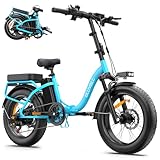 BLUVALL Elektrofahrrad Klapprad für Erwachsene, 20 * 4.0 Zoll Faltbares E-Bike mit 468Wh Akku für 50km, 250W Motor, 23 km/h, Electric Bike with LCD Display, 7-Gang, Höhenverstellbar
