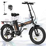 HITWAY E Bike 20' 3,0 Fat Tire Elektrofahrrad E-Fahrrad klapprad,250W/36V/11,2Ah Akku,Max.Reichweite bis zu 35-90km, Off-Road Mountainbike mit Shimano 7 Gängen,City EBike