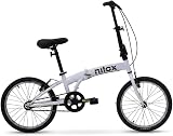 Nilox - Bike X0 - Klapprad - Einfach zu Transportieren - Modernes Design - Mit Mattem Stahlrahmen - Leichtes Fahrrad, 12 kg Gewicht - Mit 20' Alufelgen - Weiß